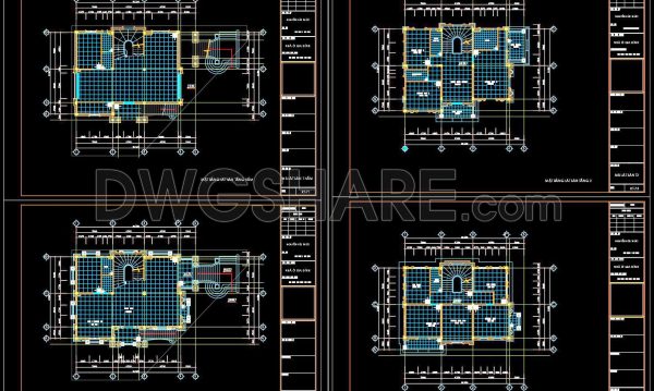 11 months ago
                

                
             442117. Free Download CAD Tile Layout Design – Three-Story House Plans