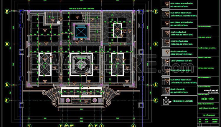 118. Download Free Detailed CAD Tile Layout Plans – 4-Story House Design (4)