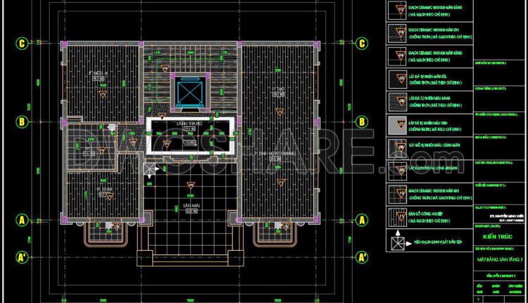 118. Download Free Detailed CAD Tile Layout Plans – 4-Story House Design (2)