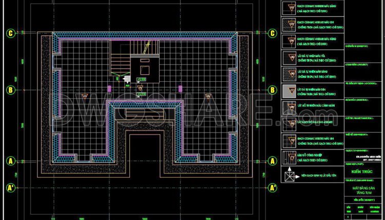 118. Download Free Detailed CAD Tile Layout Plans – 4-Story House Design (1)