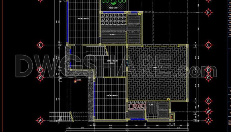 119. Free Download DWG CAD Tile Layout Drawings for 3-Story House (3)