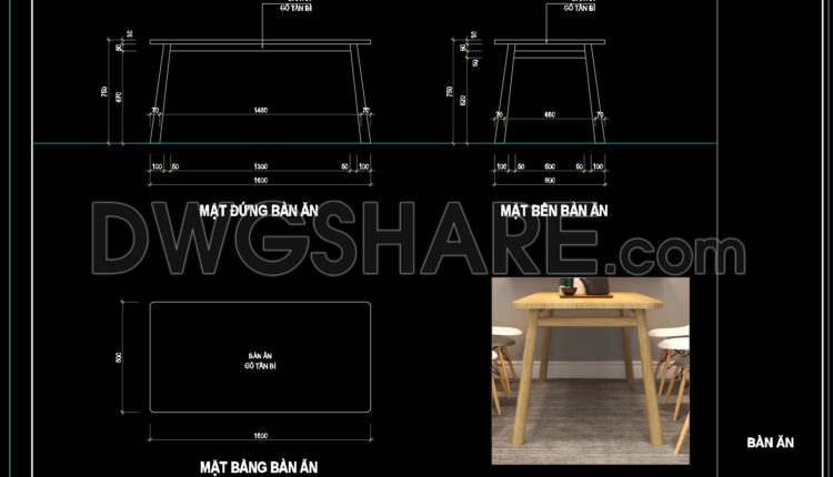135. Download Dining Table CAD File with Detailed Measurements (1)