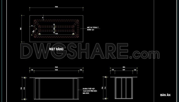 137. Free CAD Drawing Modern Dining Table Design (1)