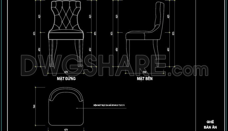 141. Free Download CAD Design of Dining Chair with Full Dimensions (1)