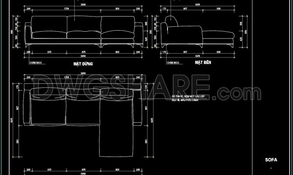 18. Free CAD Drawing Modern Sectional Sofa