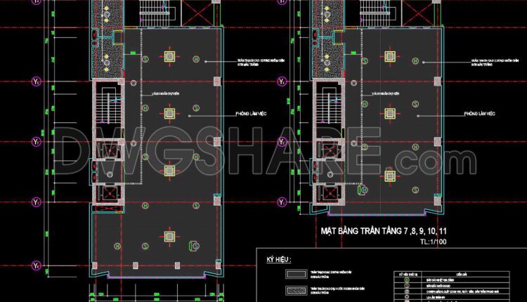 188. Get Free CAD Drawings for Ceiling Layout of 6-Story Townhouse (1)