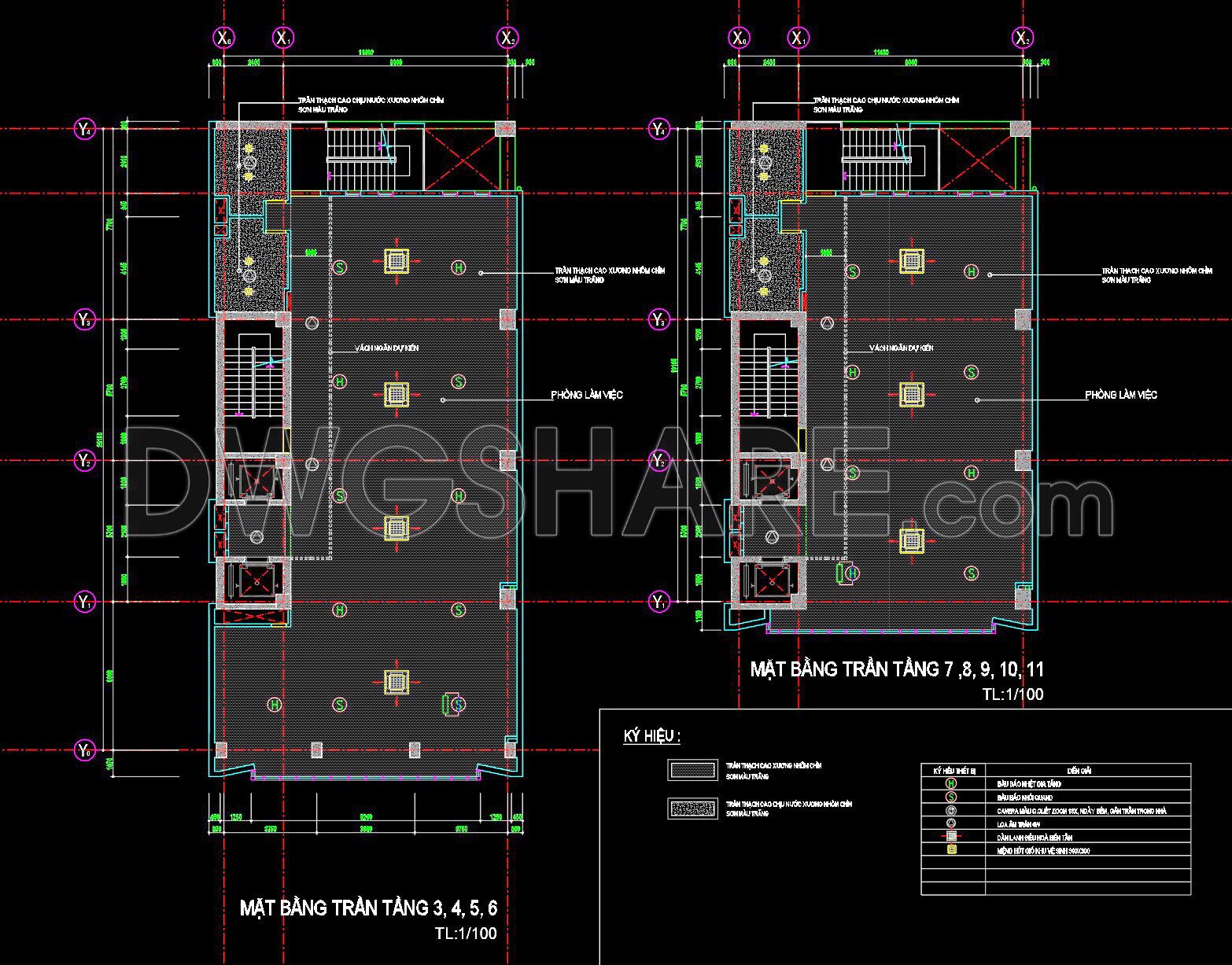 188. Get Free CAD Drawings for Ceiling Layout of 6-Story Townhouse (2)