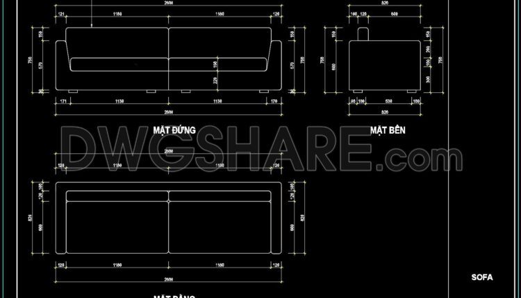 20. Free Download CAD Drawing of Modern Sofa (2)