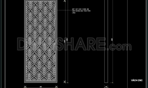 213. Free Download CNC Partition Panel CAD Drawing Detailed Design with Dimensions