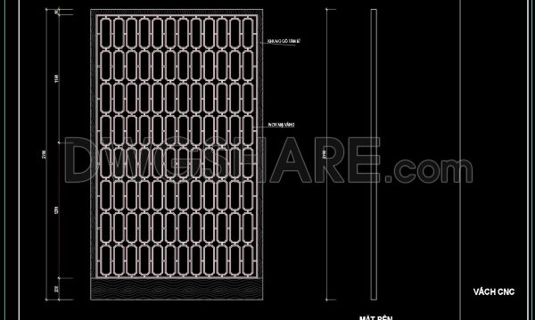 217. Free Download CNC Partition Panel CAD Drawing Detailed Design with Dimensions