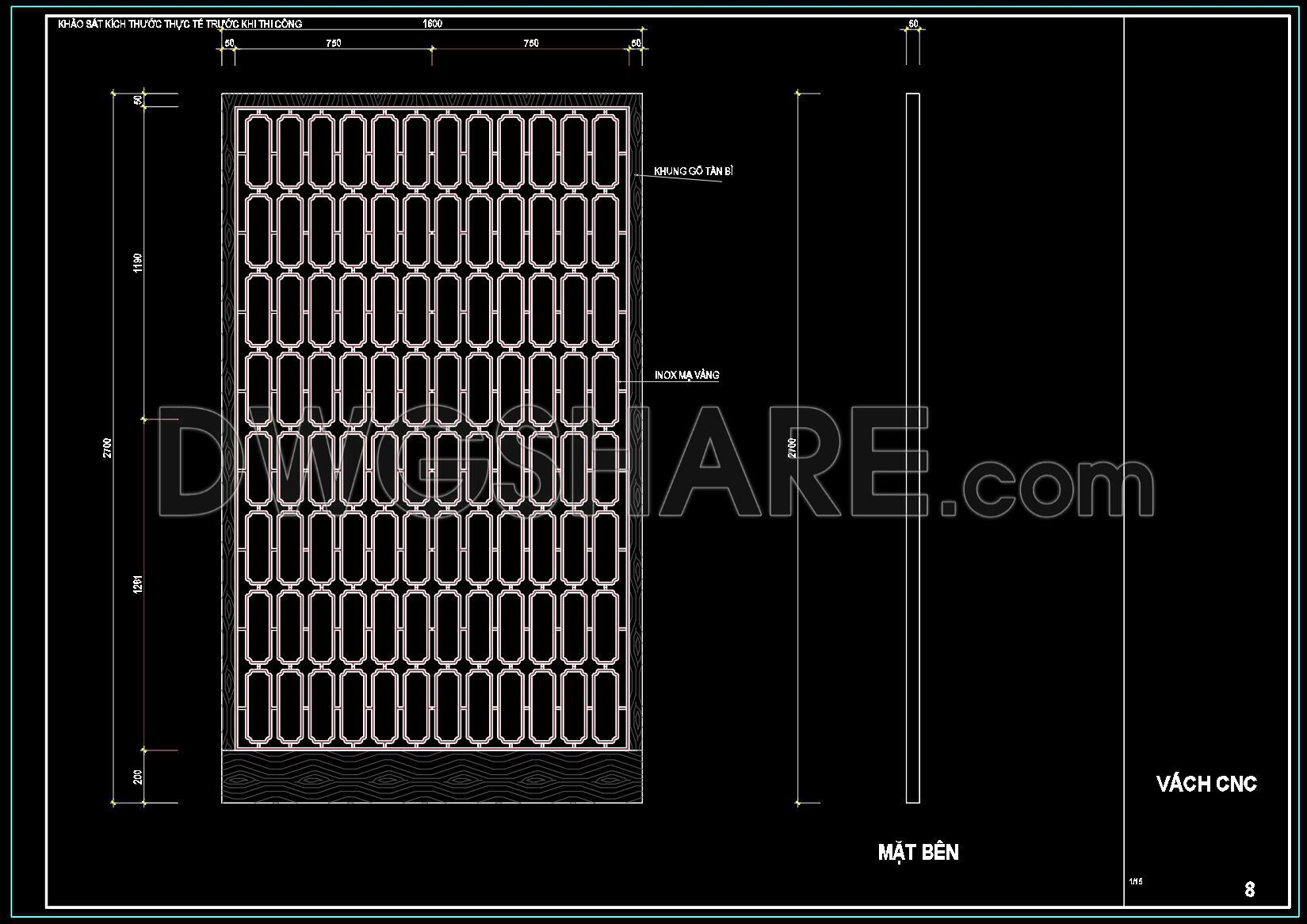 217. Free Download CNC Partition Panel CAD Drawing Detailed Design with Dimensions (1)