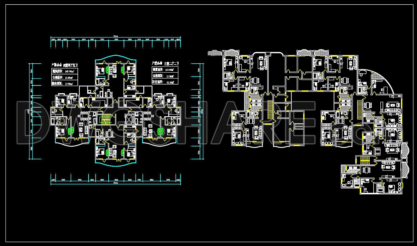 268. Free Download of CAD Drawings for Sample Apartment Floor Plans (1)