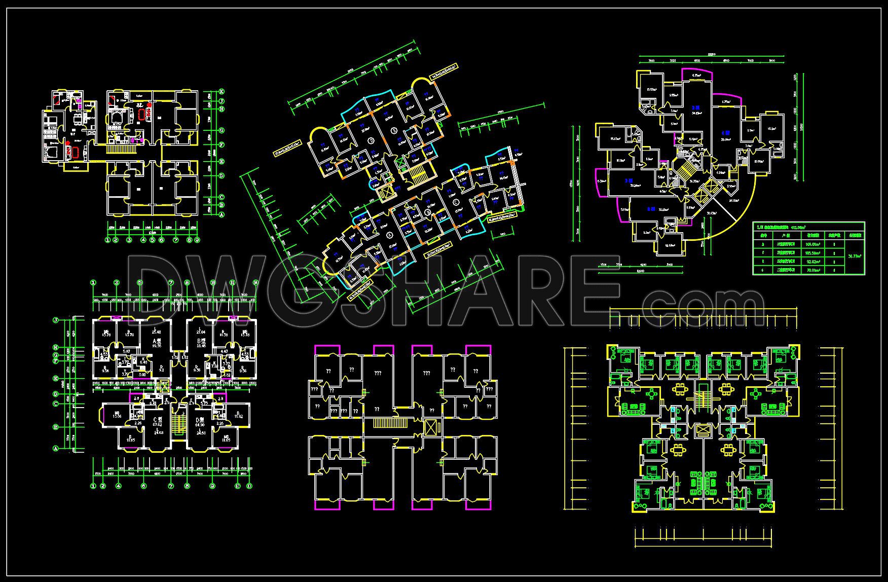 270. Free Download of CAD Drawings for Sample Apartment Floor Plans (1)
