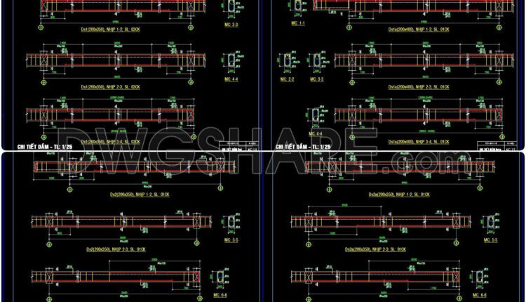322. Free Structural CAD Drawings Available for 7.4m x 17.2m Reinforced Concrete Townhouse (5)