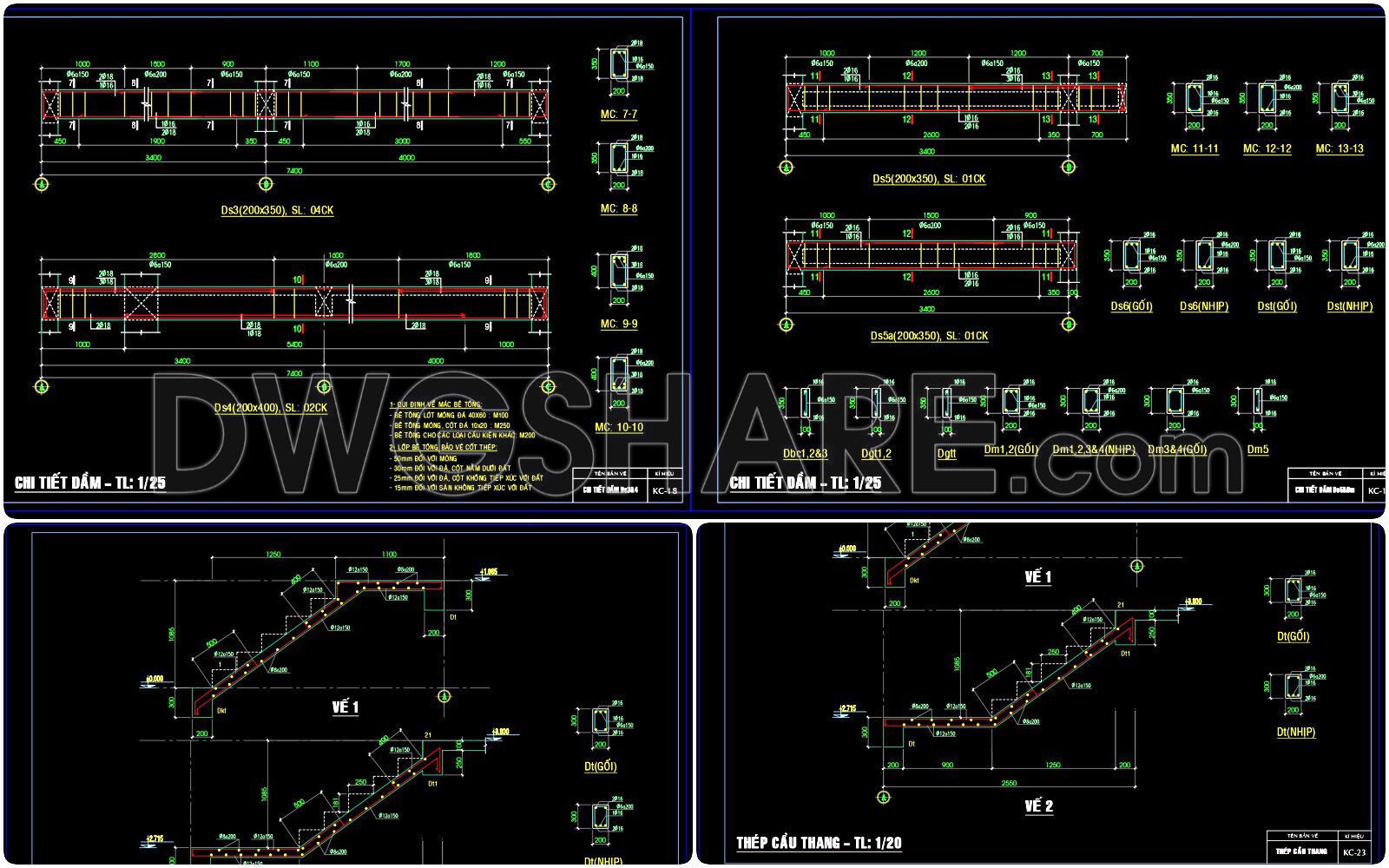 322. Free Structural CAD Drawings Available for 7.4m x 17.2m Reinforced Concrete Townhouse (7)