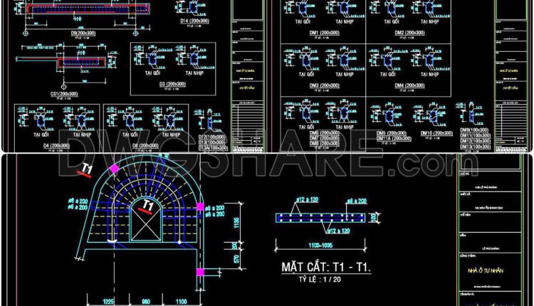 323. Free Structural CAD Drawings Available for 4m x 17.4m Reinforced Concrete Townhouse (3)