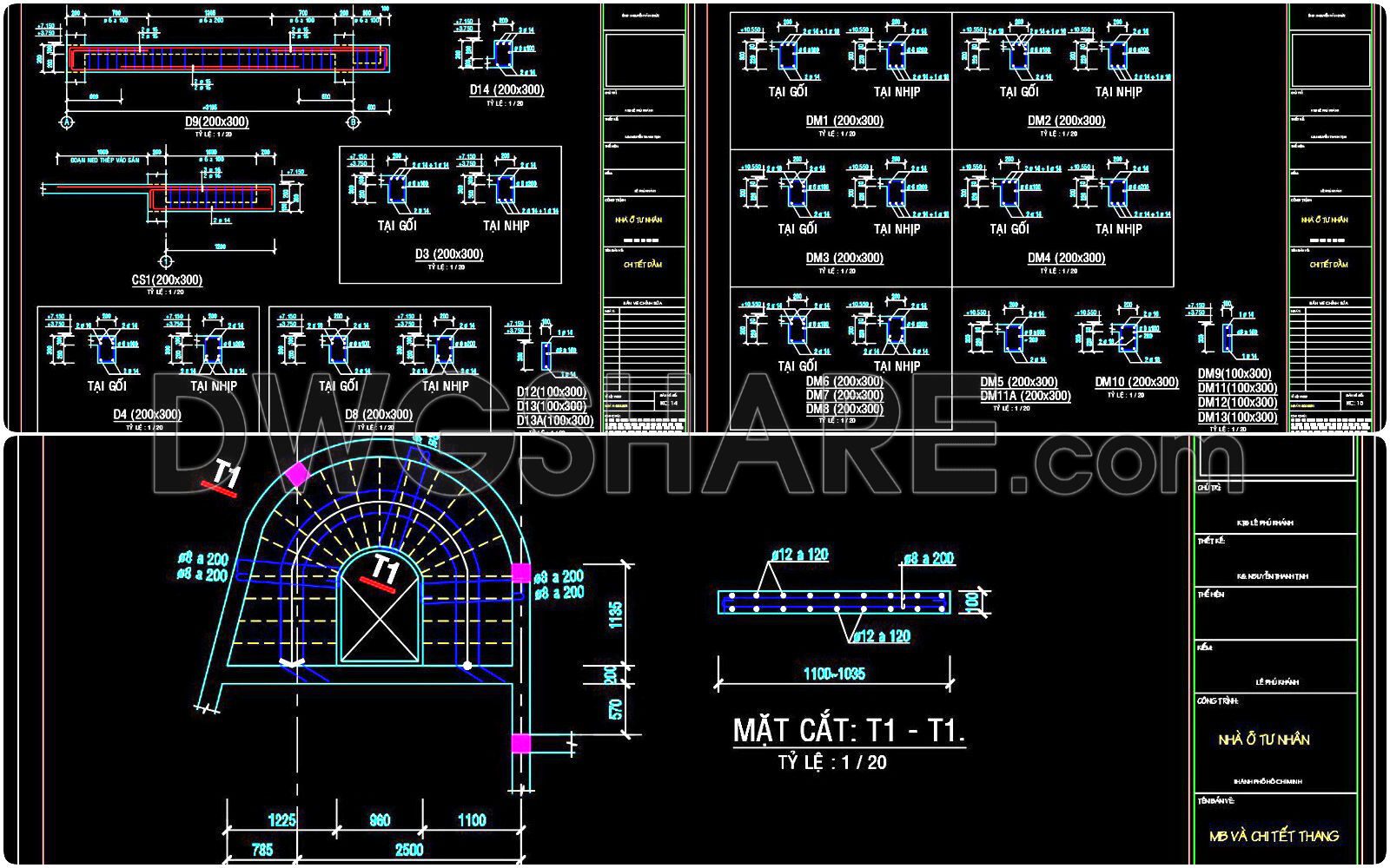 323. Free Structural CAD Drawings Available for 4m x 17.4m Reinforced Concrete Townhouse (4)