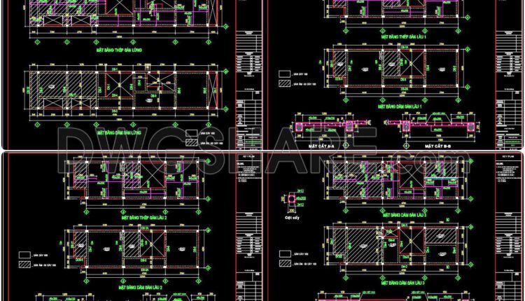 324 Free Download of Structural CAD Drawings for 4.2m x 19.8m Reinforced Concrete Townhouse (5)