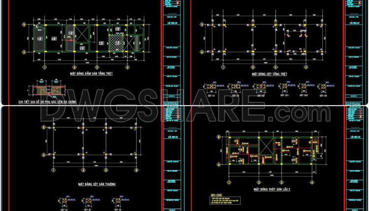 326. Free Download of Structural CAD Drawings for 5m x 15m Reinforced Concrete Townhouse (2)