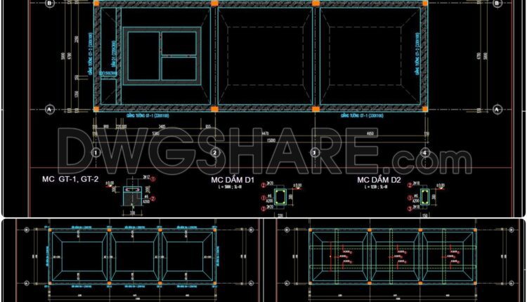327. Get Free CAD Structural Drawings for an 5m x 15m RC Townhouse Construction (2)
