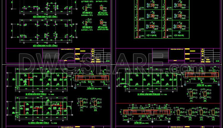332. Free Download of Structural CAD Drawings for 5m x 19.5m Reinforced Concrete Townhouse (2)