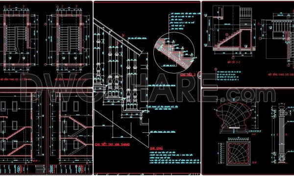 337. Free Download detailed CAD drawings of townhouse stairs