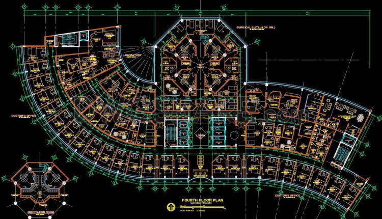 40. Free CAD Layout Drawing – 4th Floor Space Division, Hanoi American International Hospital (1)
