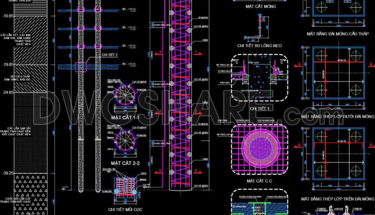 40. Free Download CAD Drawings of Tower Bridge Foundation Method with Bored Piles (2)