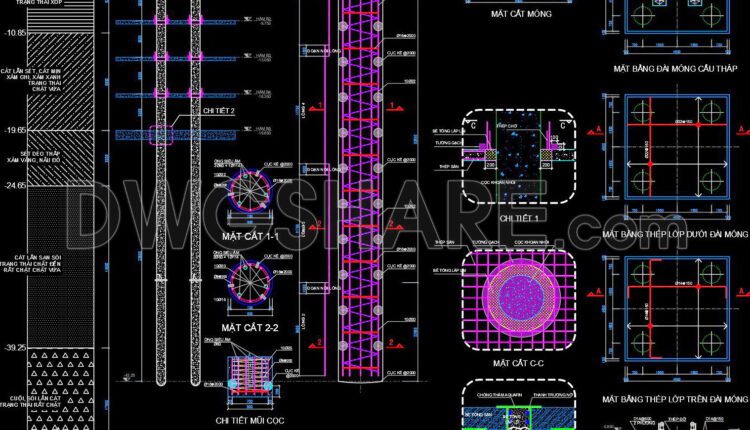 40. Free Download CAD Drawings of Tower Bridge Foundation Method with Bored Piles (1)