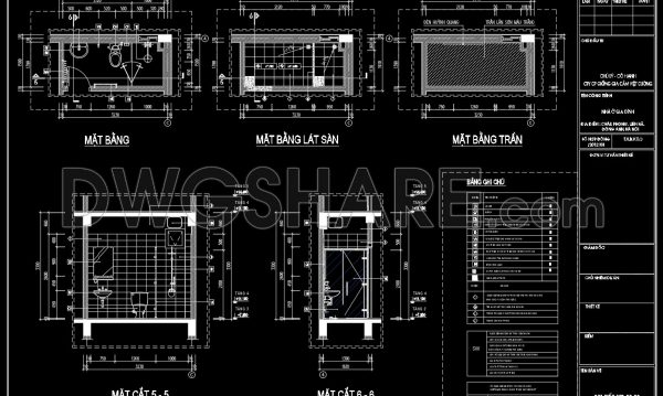 400. Free download of CAD technical drawings for the construction of bathrooms in townhouses
