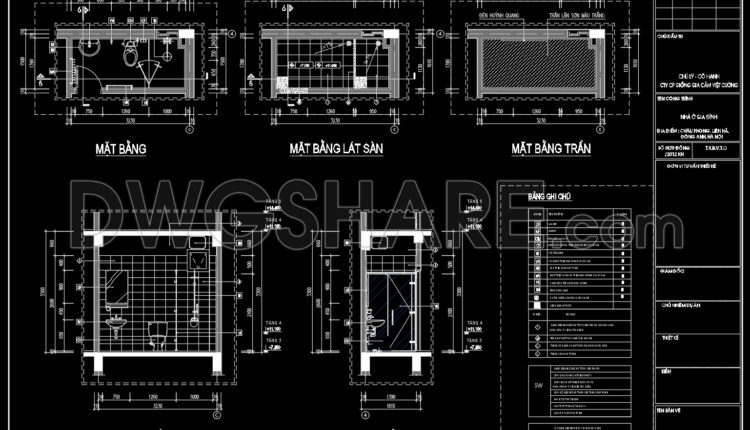 400. Free download of CAD technical drawings for the construction of bathrooms in townhouses (2)