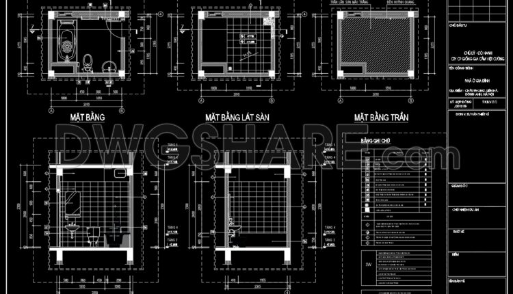 400. Free download of CAD technical drawings for the construction of bathrooms in townhouses (1)