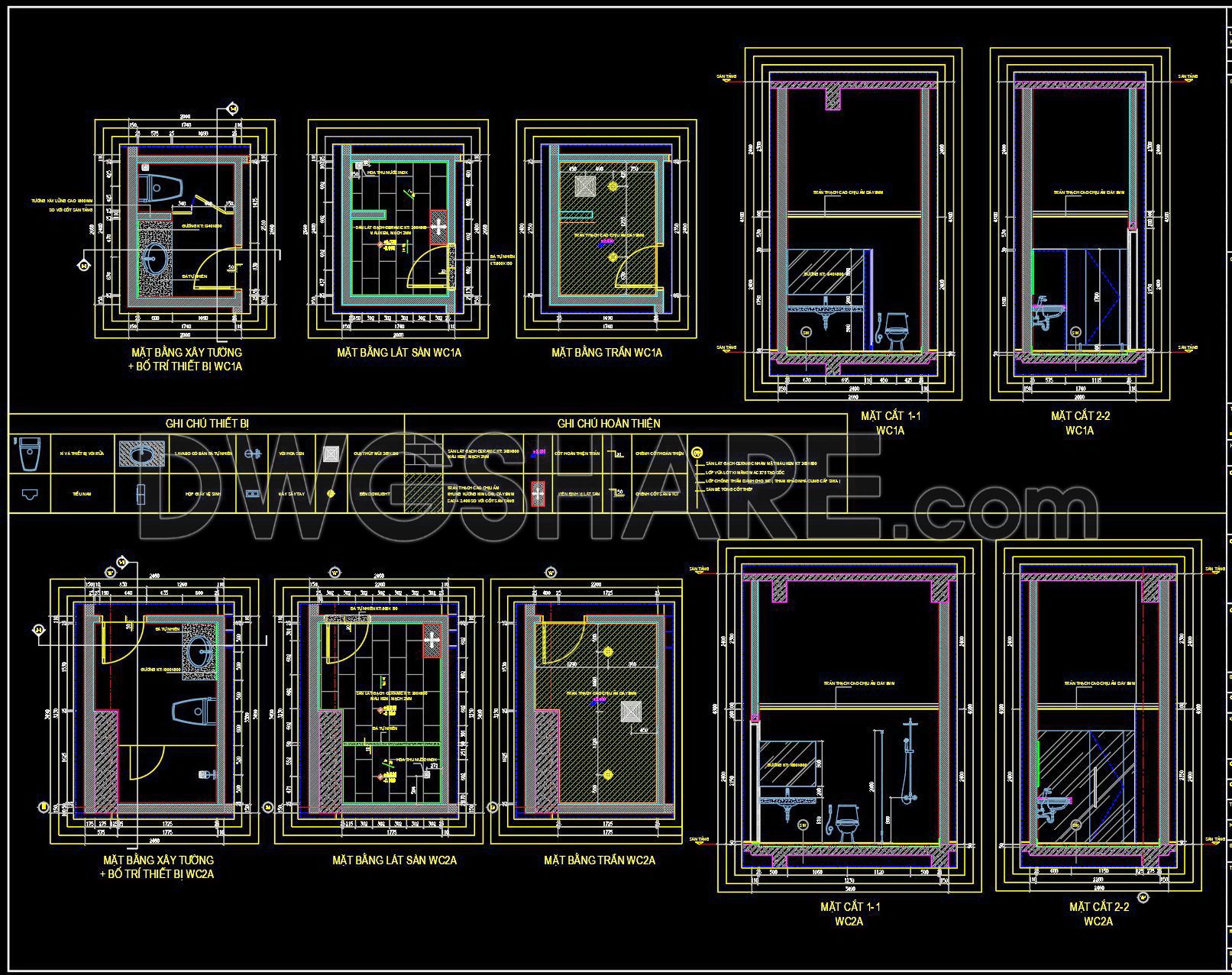 402. Free download of CAD technical drawings for the construction of bathrooms in townhouses (1)