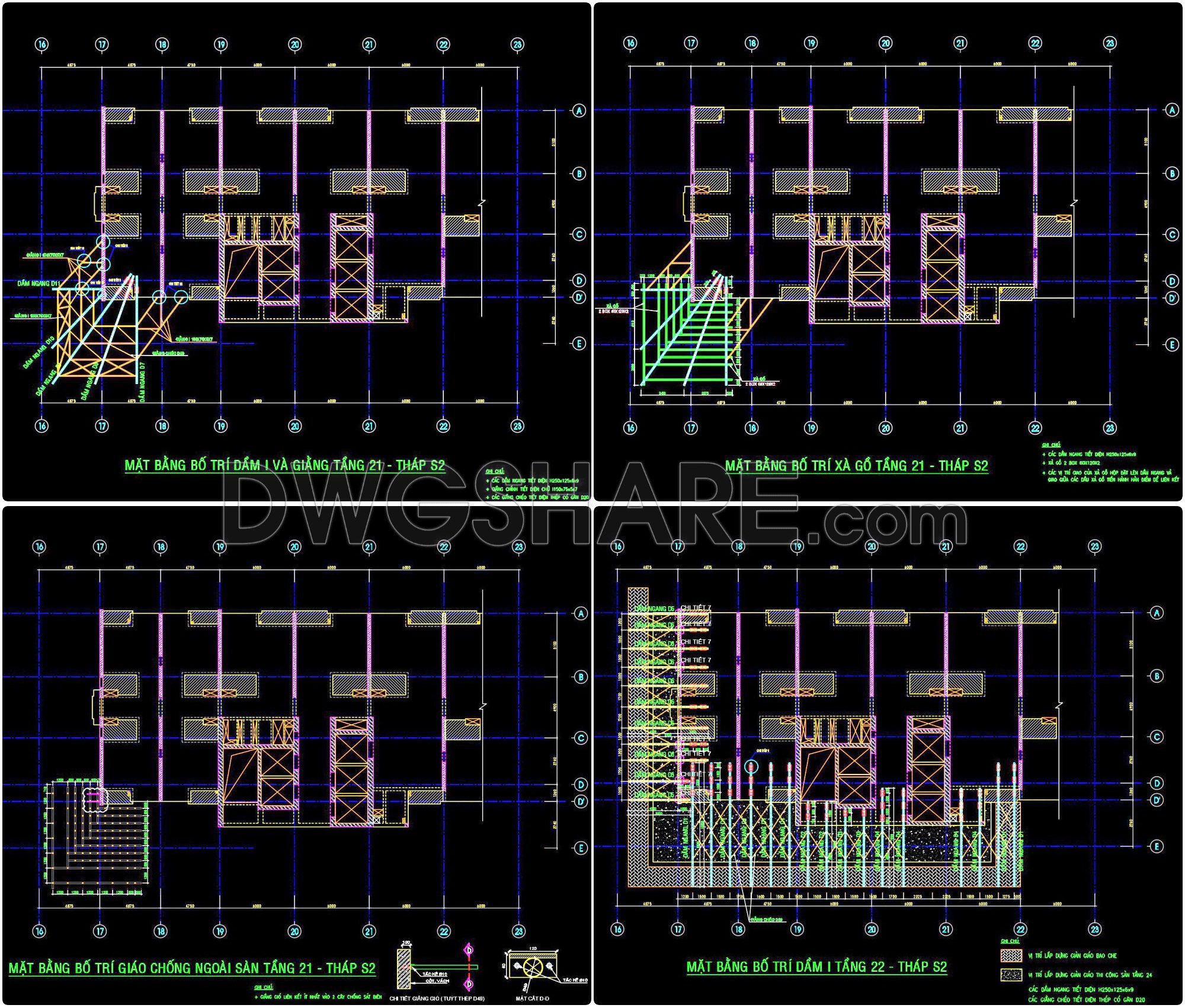 43. Free Download CAD Construction Drawings of Cantilever Beam-Slab Method (1)