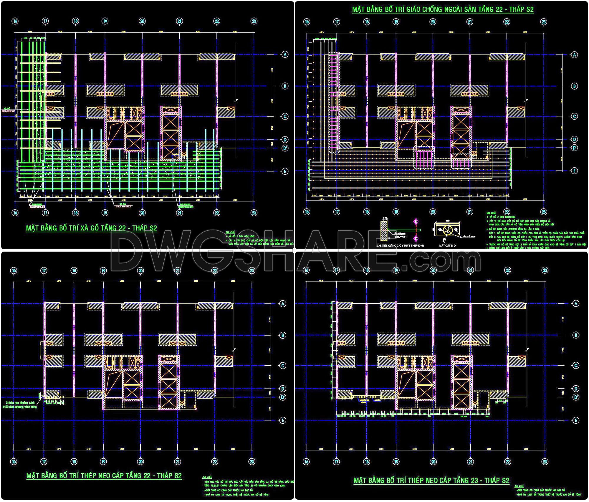 43. Free Download CAD Construction Drawings of Cantilever Beam-Slab Method (2)