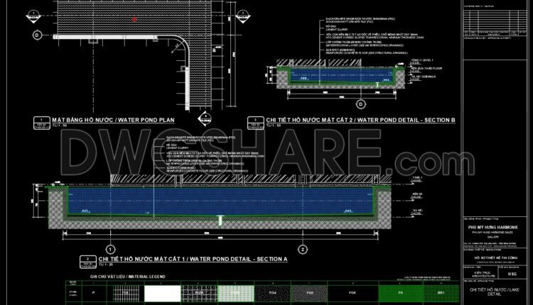 433. Free CAD Drawing of Water Pond Plan and Construction Details (2)