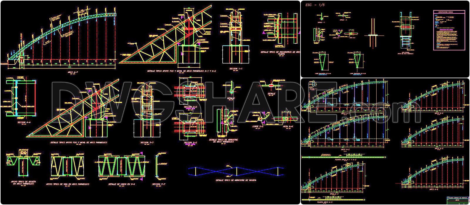 444. Free Download Cad Structural Drawings Of Enclosed Metal Canopy Roof (2)