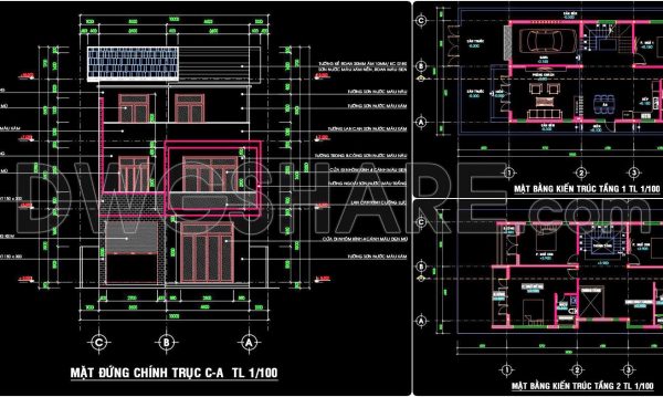 471. Download Cad Design Drawings For A 3-story House With Dimensions 10m X 18m