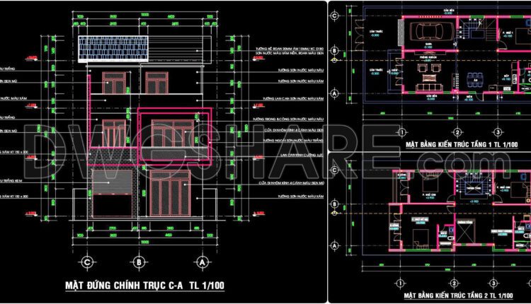 471. Download Cad Design Drawings For A 3-story House With Dimensions 10m X 18m