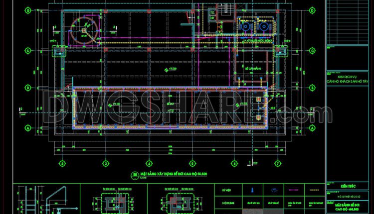 545. Free CAD Drawing – Hotel Swimming Pool Floor Plan Layout (3)