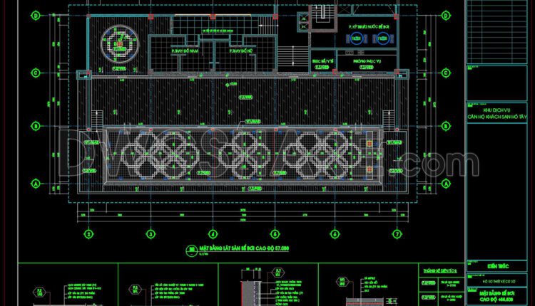545. Free CAD Drawing – Hotel Swimming Pool Floor Plan Layout (2)