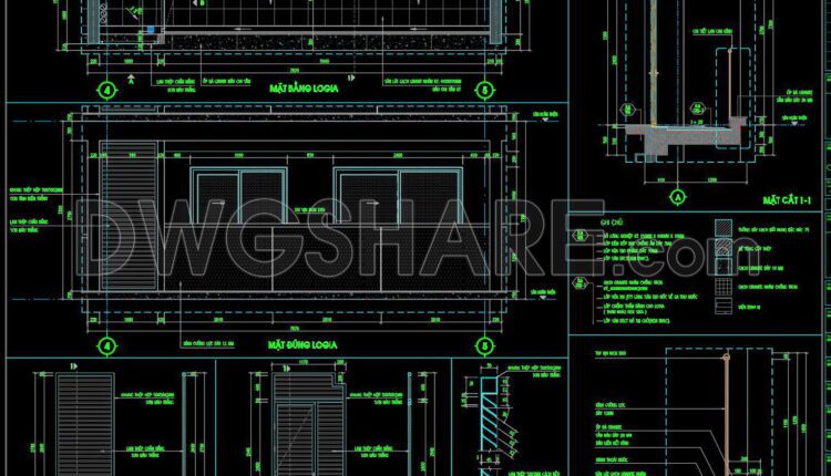 546. CAD Drawing of Loggia, Glass Railing and Sunshade Details Free Download (1)