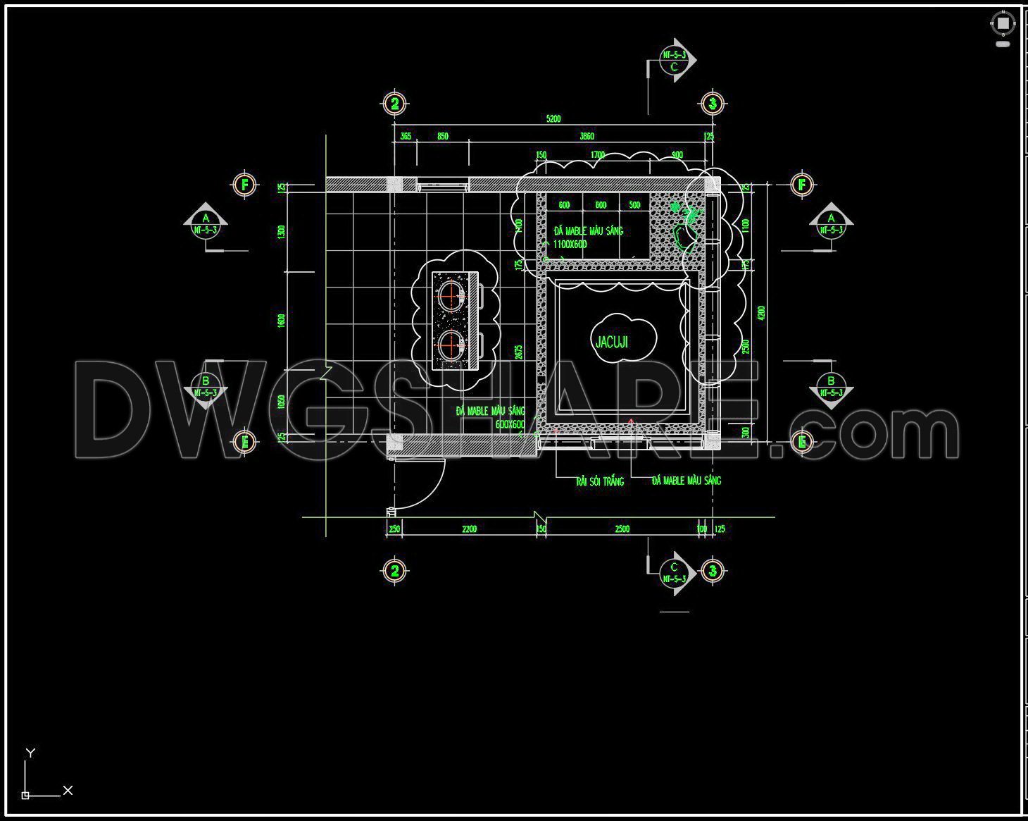 560. Free Cad Drawings Of Interior Design With Detailed Wall Elevations, Ceiling Plan And Jacuzzi Layout (3)
