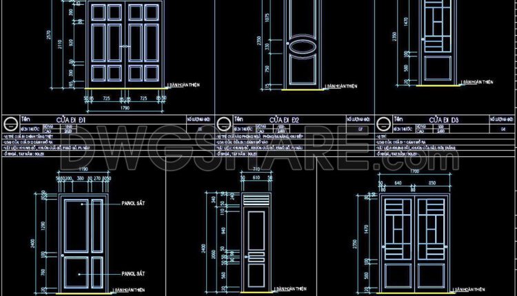 702. Free Detailed CAD Drawings Of Doors, Windows For Download (1)
