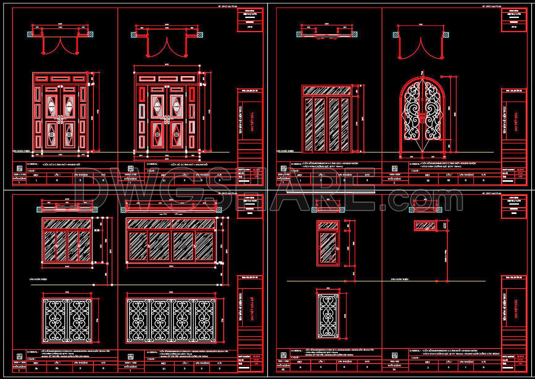 709. Get Free Detailed CAD Drawings of Doors and Windows for Download (1)