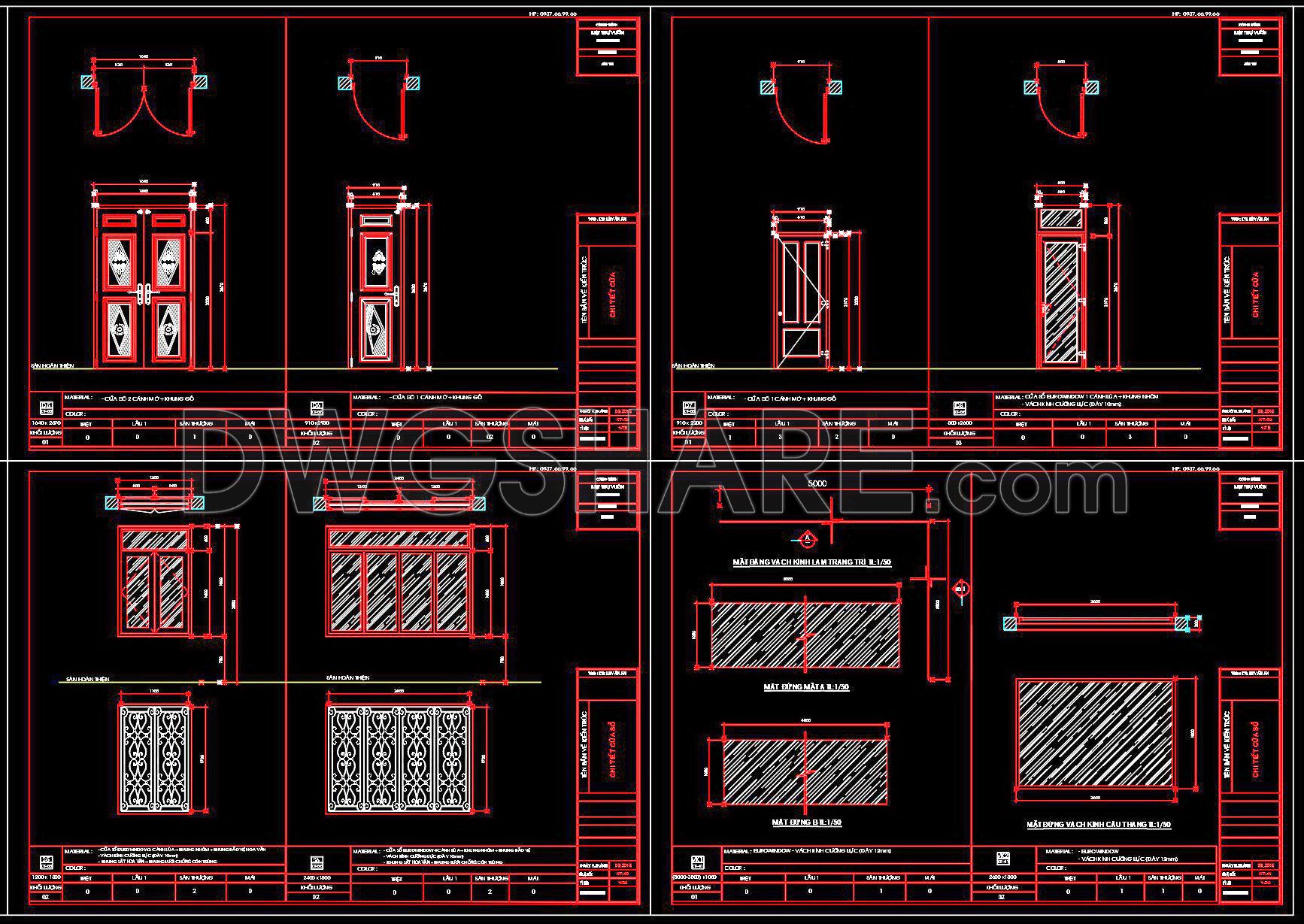709. Get Free Detailed CAD Drawings of Doors and Windows for Download (2)