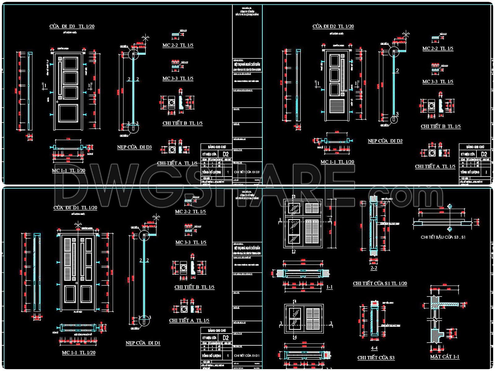 711. Get Free Detailed CAD Drawings of Doors and Windows for Download (1)