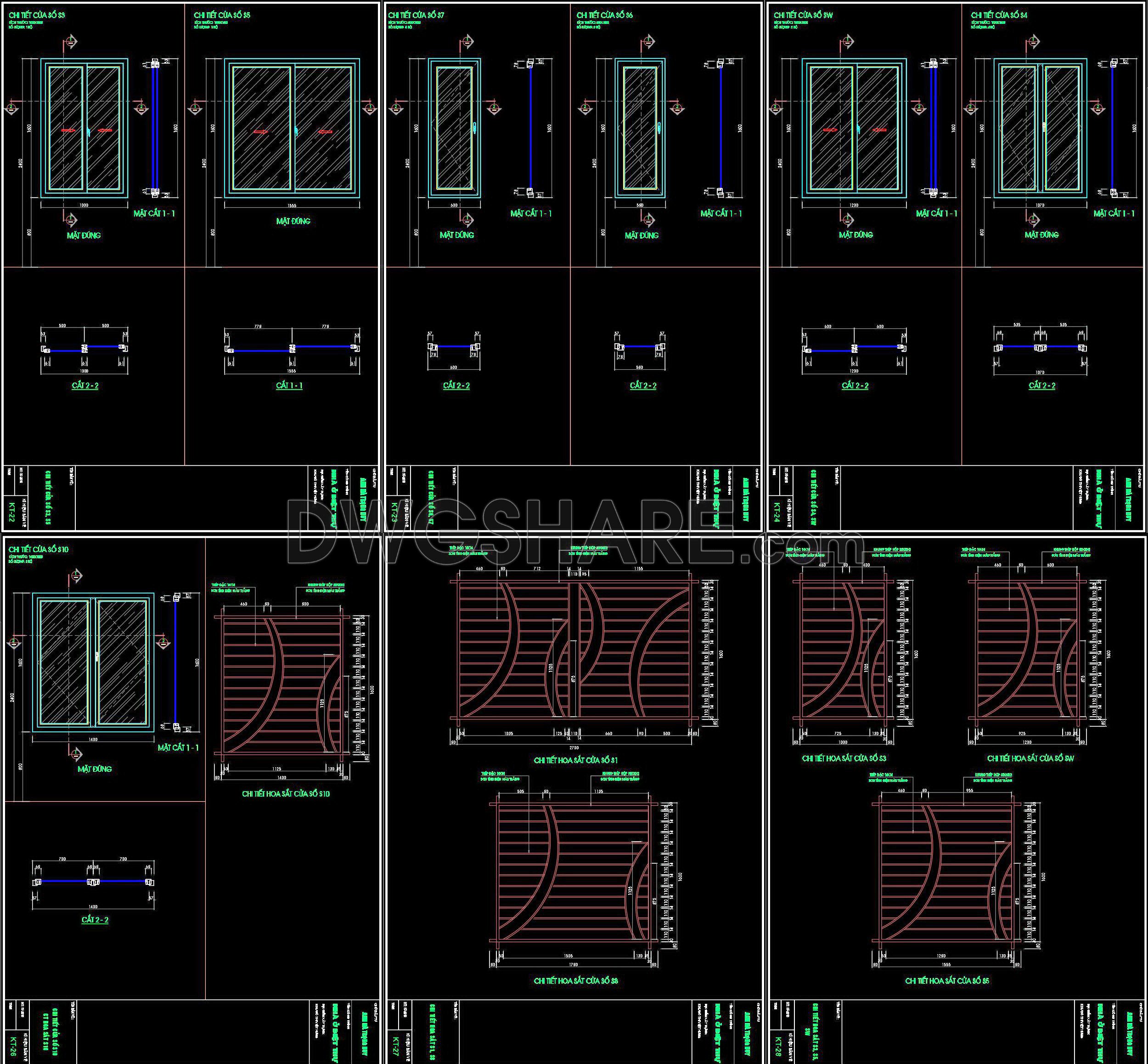 712. Free Detailed CAD Drawings Of Doors, Windows For Download (2)