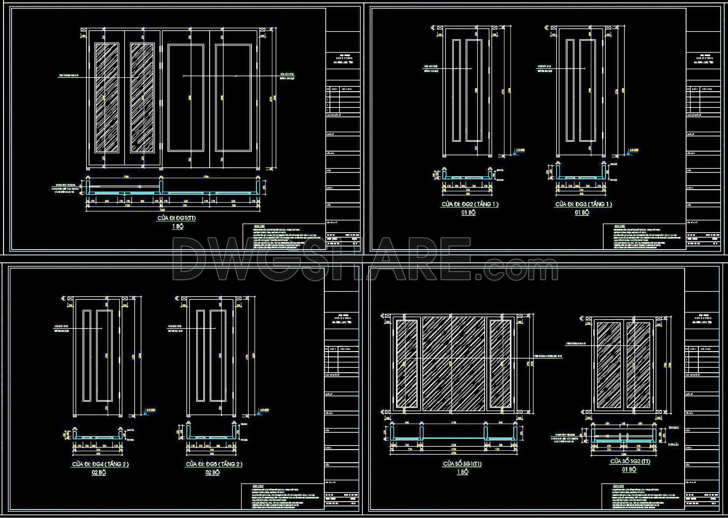713. Get Free Detailed CAD Drawings of Doors and Windows for Download (1)
