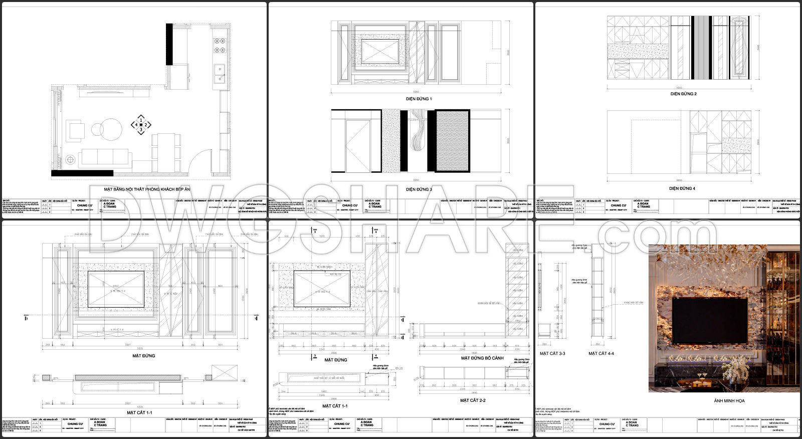 76. Free CAD Drawings of Apartment Interior Design Living Room and Kitchen (1)